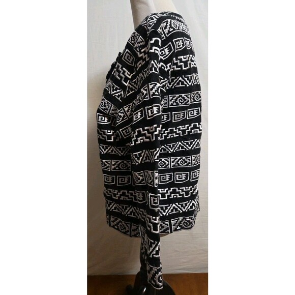 Chico's Black/White Patterned Blazer Women's Size 2 US Size Large Stretch - Picture 4 of 9